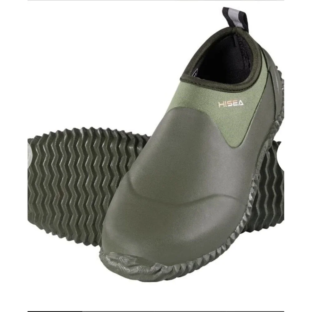 HISEA Unisex Garden Shoes Waterproof Anti-Slip Ankle Farm Yard Rubber Rain Boot